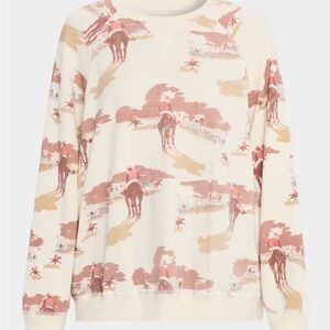 THE GREAT. Cream and Pink Graphic Sweatshirt